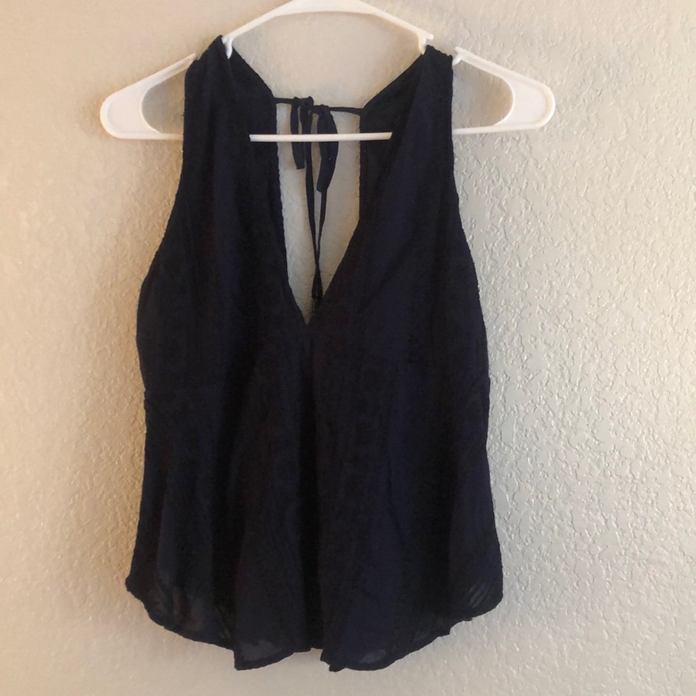 Free People Navy Sleeveless Blouse Size Small